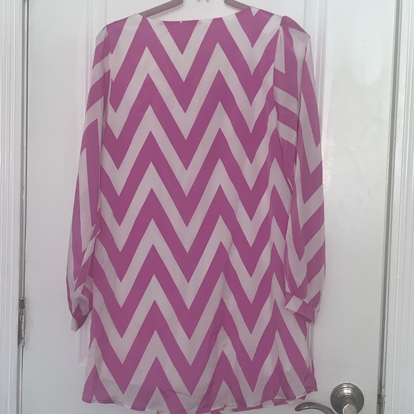 * Purple-Pink & White Chevron Shift Dress - Picture 3 of 3
